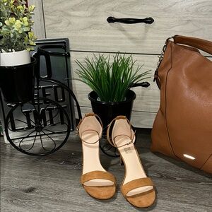 Tan Heels with Sleek Straps and Medium Heel